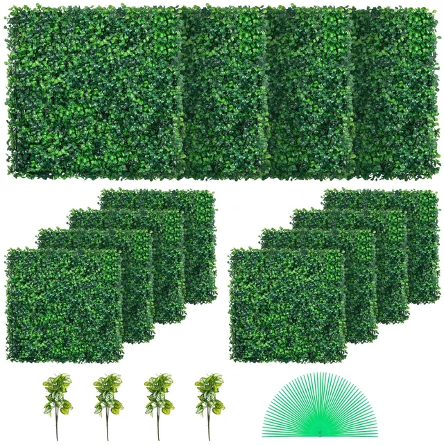 Alt view image 8 of 8 - 12PCS 20x20inch Artificial Boxwood Panels,Boxwood Hedge Wall Panels,Artificial Grass Backdrop Wall 1.6\",Privacy Hedge Screen UV Protected for Outdoor Indoor Garden Fence Backyard