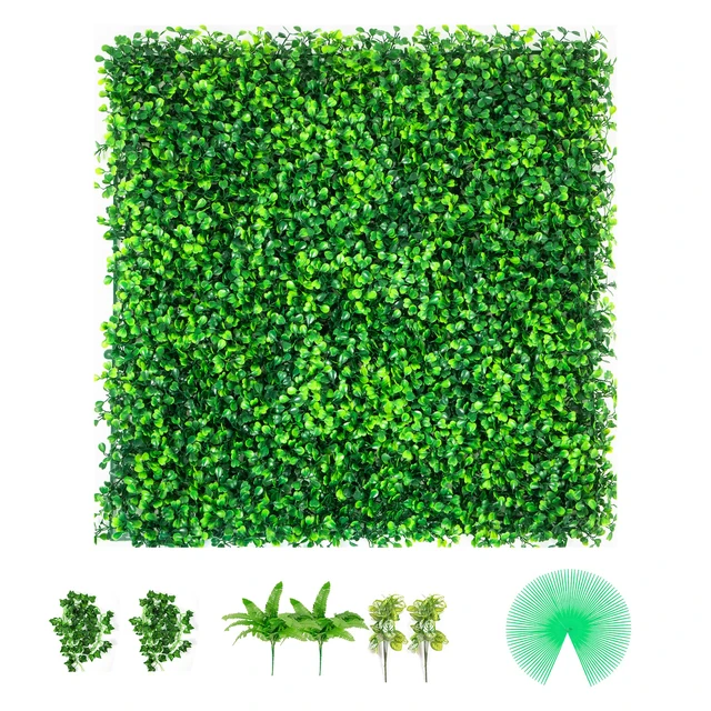 Alt view image 8 of 8 - Artificial Boxwood Panels, 20 PCS 20\"x20\" Boxwood Hedge Wall Panels, PE Artificial Grass Backdrop Wall 1.6\", Privacy Hedge Screen for Decoration of Outdoor, Indoor, Garden, Fence, and Backyar