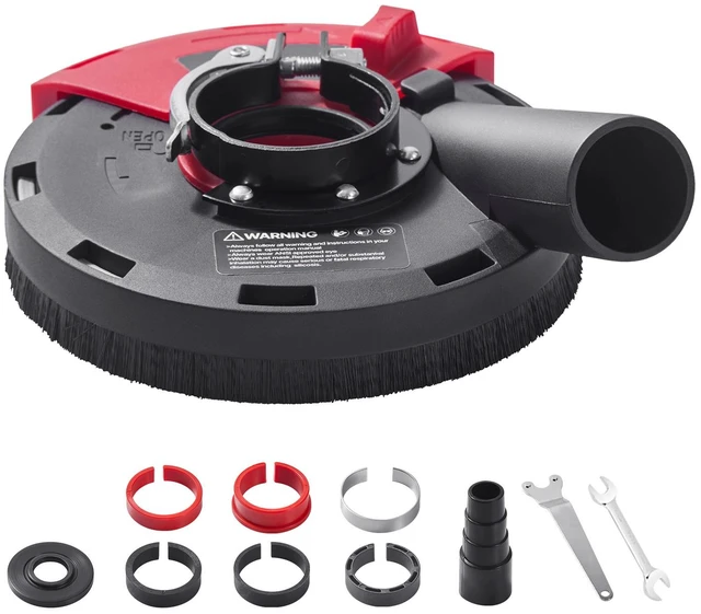 Alt view image 8 of 8 - Grinding Dust Shroud for Angle Grinder, Universal 4-5 in, Surface Grinder Dust Shroud with 6 Clamping Washers, Connect to Vacuum Cleaner, Suitable for Grinding Wood Concrete Wall Stone