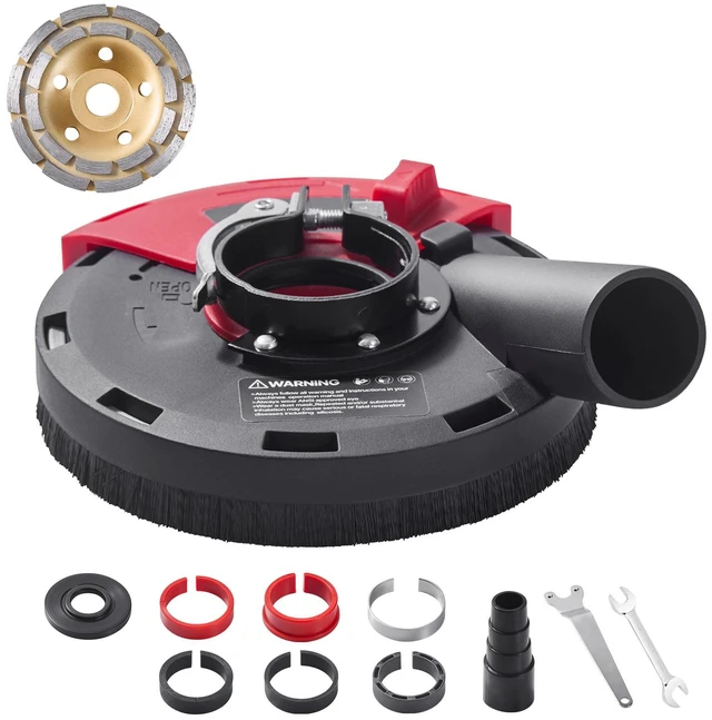 Alt view image 8 of 8 - VEVOR Angle Grinder Dust Shroud 4-5 in 6 Clamping Washers & 5 in Grinding Wheel