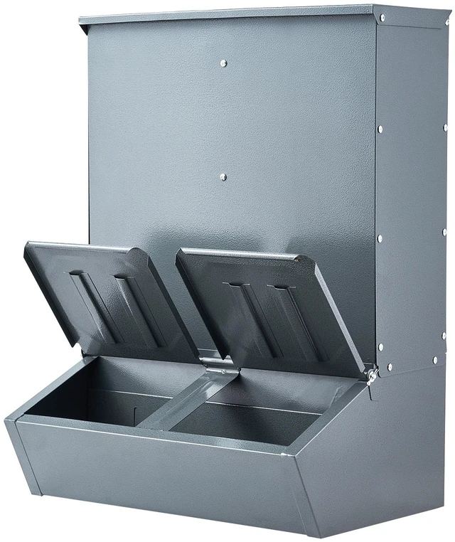 Alt view image 8 of 8 - Hog Feeder, 3.7 Bushel Capacity, Double Door Pig Feeder, Heavy Duty Steel Piglets Feeder, Multipurpose Trough Creep Feeder, Outdoor Livestock Feeder Farm Accessory for Feeding up to 8 Hogs