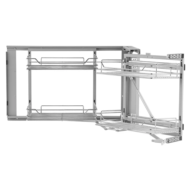 Alt view image 15 of 15 - VEVOR 2 Tier 4 Shelf Blind Corner Pull Out Organizer Chrome Kitchen Cabinet Basket