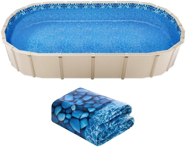 Alt view image 8 of 8 - 12 x 24 ft Oval Pool Liner, Overlap Style Above Ground Pool Liners, 48-to-54inch Wall Height, Durable Pool Liner, Standard Gauge Vinyl, for Steel Sided Above-Ground Swimming Pools