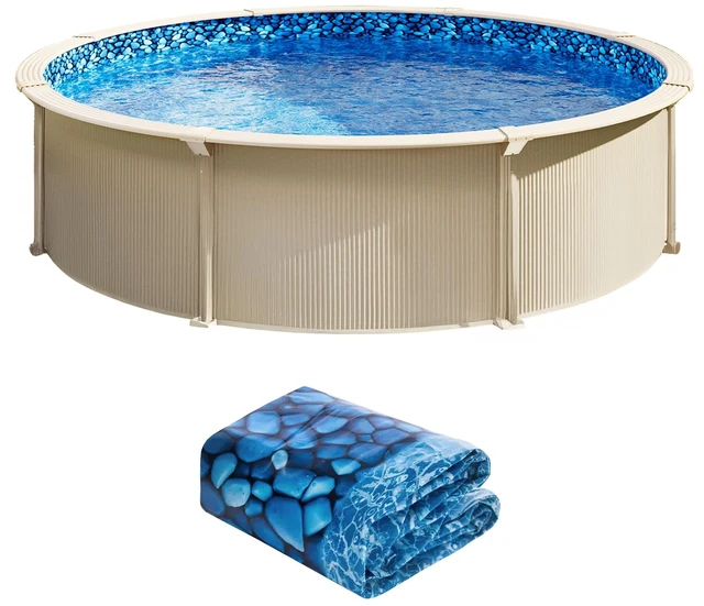 Alt view image 8 of 8 - 18-ft Round Above Ground Pool Liner, Unibead Pool Liners, Standard Gauge, 52inch Wall Height, Designed for Steel Sided Above-Ground Swimming Pools