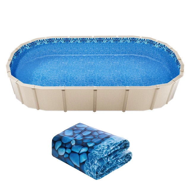 Alt view image 8 of 8 - 12 x 24 ft Oval Pool Liner, Unibead Above Ground Pool Liners, 52in Wall Height, Durable Standard Gauge Vinyl, Designed for Steel Sided Above-Ground Swimming Pools
