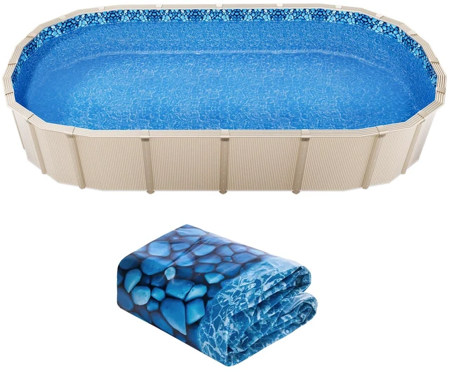 Alt view image 8 of 8 - 18-Foot-by-33-Foot Oval Pool Liner for Overlap Above Ground Swimming Pools, 48-to-54inch Wall Height, Durable Standard Gauge Vinyl