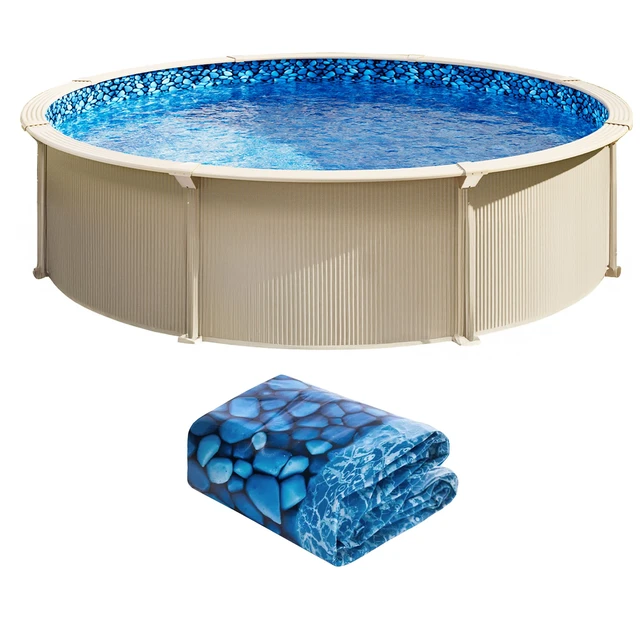 Alt view image 8 of 8 - 24-ft Round Above Ground Pool Liner, Overlap Pool Liners, Standard Gauge Vinyl, 48-to-54inch Wall Height, Designed for Steel Sided Above-Ground Swimming Pools