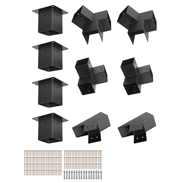 Alt view image 8 of 8 - VEVOR 4x4 Inch Pergola Bracket Kit Inner 3.5x3.5 3- and 4-Way Brackets for Gazebo