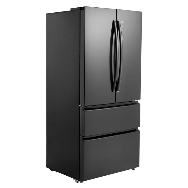 Alt view image 8 of 8 - French Door Refrigerator, 18.9 Cu. Ft. Kitchen Fridge, Counter Depth French Refrigerator with LED Display and 4 Casters, Frost-Free Bottom Freezer Refrigerators for Home & Commercial Use, Black