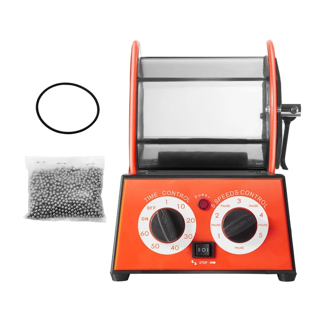 Alt view image 16 of 16 - Jewelry Polisher Tumbler, 11lbs/5kg Capacity Mini Rotary Tumbler Machine with 0-60 Minutes Timer, 5 Speeds Jewelry Rotary Finisher for Surface Polishing Grinding Buffing Gemstones Jewels Coins