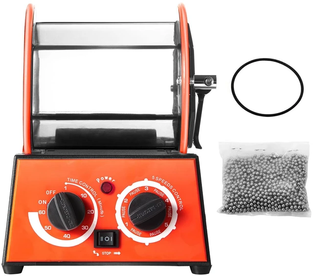 Alt view image 8 of 8 - Jewelry Polisher Tumbler, 6.6lbs/3kg Capacity Mini Rotary Tumbler Machine with 0-60 Minutes Timer, 5 Speeds Jewelry Rotary Finisher for Surface Polishing Grinding Buffing Gemstones Jewels Coins