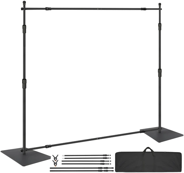 Alt view image 16 of 16 - 10ft x 10ft Pipe and Drape Kit, Heavy Duty Backdrop Stand with Carbon Steel Base, Adjustable Backdrop Support with 6 Clamps and A Carry Bag for Wedding, Party, Event, Photography, and Exhibition