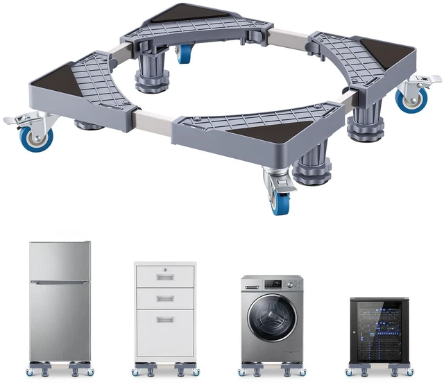 Alt view image 15 of 15 - Mini Fridge Stand, 400 lbs Load, 4 Strong Feet, 4 Locking Swivel Wheels, Washer and Dryer Pedestal, Multi-Functional Adjustable Base for Washing Machine, and Refrigerator, Universal Mobile Base