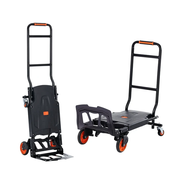 Alt view image 8 of 8 - VEVOR Aluminum Hand Truck, 2 in 1, 300 lbs Load Capacity, Heavy Duty Industrial Convertible Folding Hand Truck and Dolly, Utility Cart Converts from Hand Truck to Platform Cart with Rubber Wheels