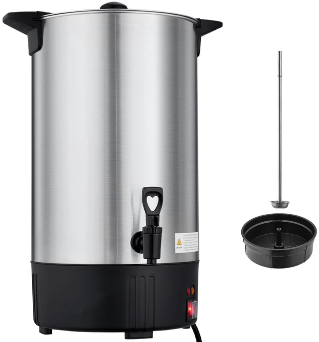 Alt view image 9 of 9 - Commercial Coffee Urn, 100 Cup 15 L Hot Beverage Dispenser with Dripless Faucet, Quick-Brewing Stainless Steel Large Commercial Coffee Maker, for Catering, Business, Party, Church & Restaurant