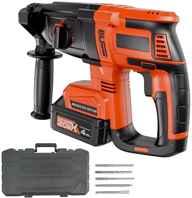 Alt view image 15 of 15 - 20V SDS-Plus Brushless Cordless Rotary Hammer Drill Kit 1.1 In 1200RPM 4Function
