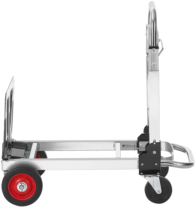 Alt view image 16 of 16 - VEVOR Aluminum Folding Hand Truck, 2 in 1 Design 400 lbs Capacity, Heavy Duty Industrial Collapsible cart, Dolly Cart with Rubber Wheels for Transport and Moving in Warehouse, Supermarket, Garden