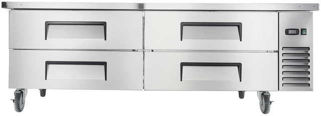 Alt view image 8 of 8 - Chef Base Refrigerator, 72" W Commercial Chef Bases Worktop Refrigerators, 4-Drawer Under Counter Fridge with 12 Pans Stainless Steel, Heavy-Duty Refrigerated Base, Invisible Door Handle