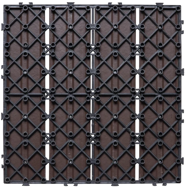 Alt view image 9 of 9 - Interlocking Deck Tiles Plastic Wood, 27 Pack,12"x12" 27 sq. ft Waterproof Outdoor Flooring All Weather Use, Patio Floor Decking Covering Tiles for Porch Poolside Balcony Backyard, Dark Brown