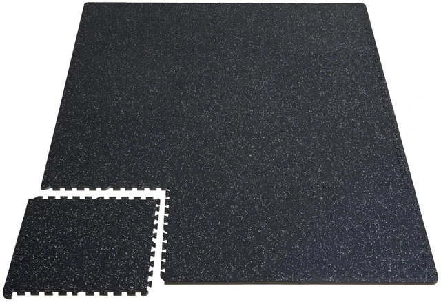Alt view image 9 of 9 - 0.56 Inch Thick Gym Floor Mats, 12 Tiles Rubber Top with EVA Foam, 25" x 25" Gym Flooring Workout Mats with 48 sq.ft Coverage, Interlocking Puzzle Gym Mats for Gym, Home, Garage, Black & White