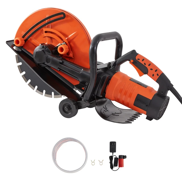 Alt view image 16 of 16 - VEVOR Electric Concrete Saw, 14 in Circular Saw Cutter with 5 in Cutting Depth, Wet/Dry Disk Saw Cutter Includes Water Line, Pump and Blade, for Stone, Brick, Porcelain, Concrete, 3200W/15A Motor