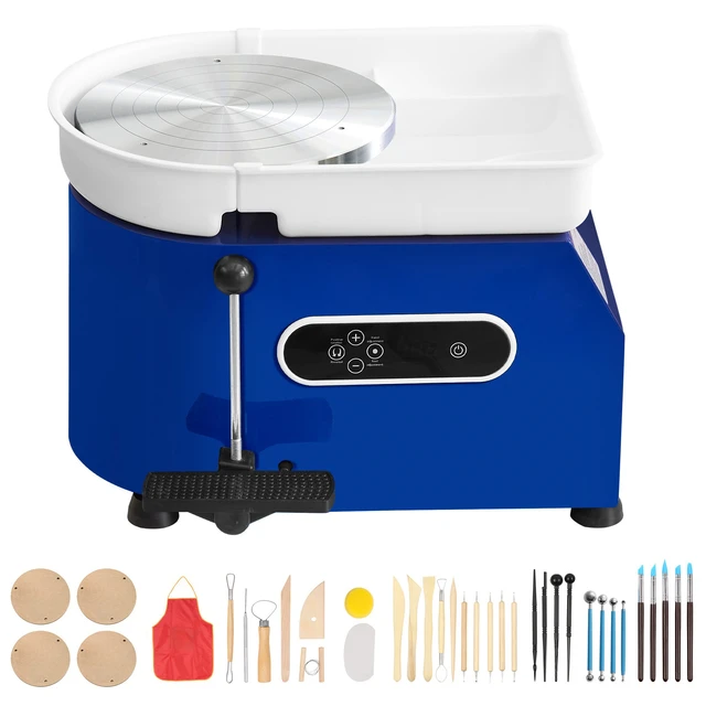 Alt view image 16 of 16 - Pottery Wheel, 450W, For Adults and Beginners, 11in Clay Wheel Machine, Adjustable 60-300RPM Speed Handle and Pedal, ABS Detachable Basin, Accessory Kit for Craft DIY, LCD Touch Screen, Blue