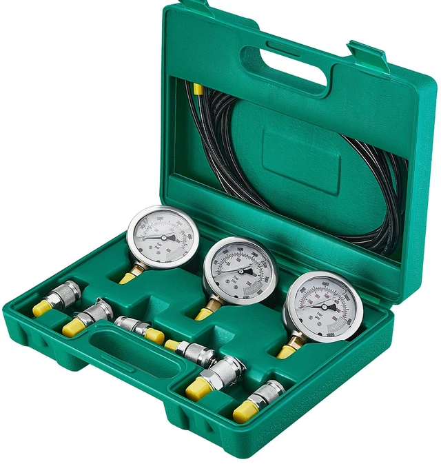 Alt view image 8 of 8 - Hydraulic Pressure Test Kit, 250/400/600bar, 3 Gauges 6 Test Couplings 3 Test Hoses, Excavator Hydraulic Test Gauge Set with Portable Carrying Case for Excavator Tractors Construction Machinery