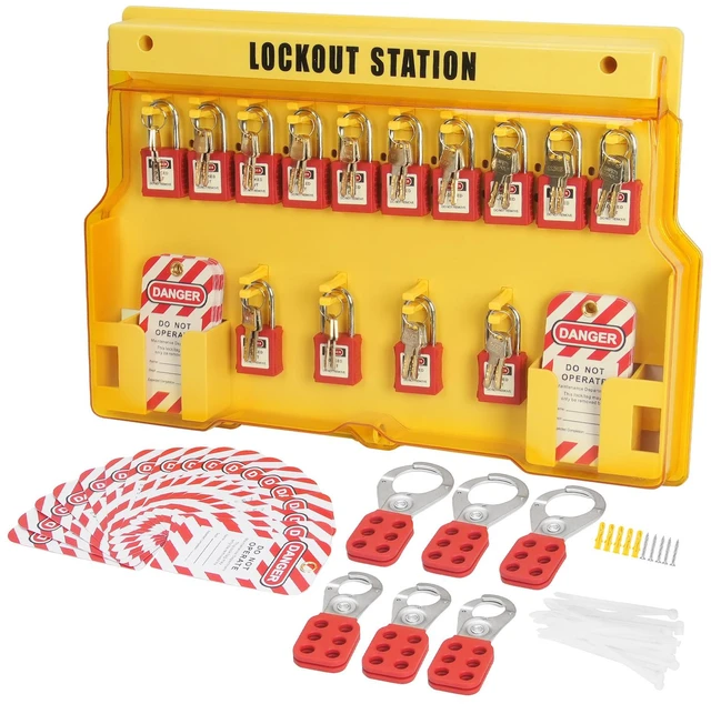 Alt view image 9 of 15 - Electrical Lockout Tagout Kit, 60 PCS Safety Lockout Tagout Station Includes Padlocks, Hasps, Tags, Nylon Ties, Expansion Kit, and Lockout Station Board, for Industrial, Electric Power