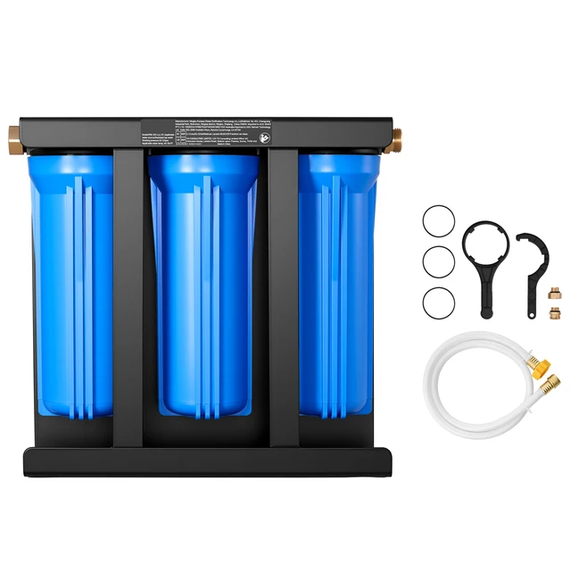 Alt view image 9 of 9 - RV Water Filtration System, 3-Cartridge Water Filter System for Campers, Remove Sediments, Chlorine, Bad Tastes, Odors, and Most Contaminants, RV Filter with Bracket for RVs, Boats, Vans