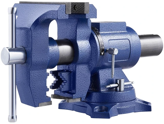 Alt view image 15 of 15 - Heavy Duty Bench Vise, 6-1/2" Jaw Width, 5" Max Jaw Opening Multi-Purpose Ductile Iron Bench Vise with Anvil, 360° Swivel Base Head, 3" Throat, 5620 lbs Clamp Force, for Pipe Repairing Metalworking