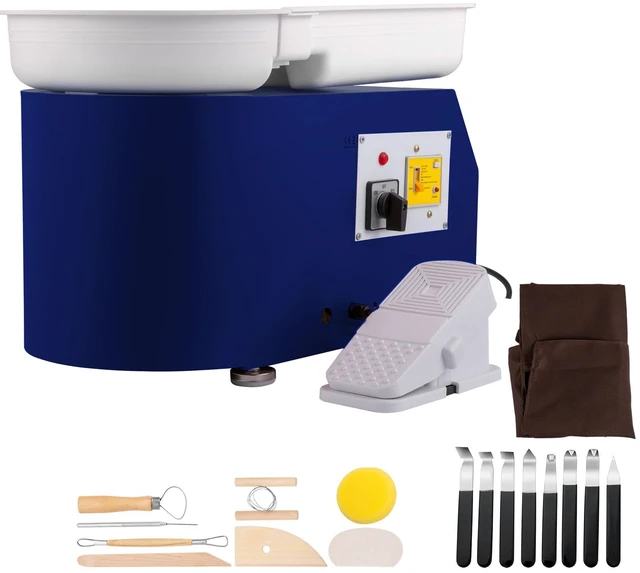 Alt view image 16 of 16 - Pottery Wheel 28cm Pottery Forming Machine with Detachable Basin Foot Pedal Control 350W Art Craft DIY Clay Tool for Art Craft Work and Home DIY Blue, 18 Piece