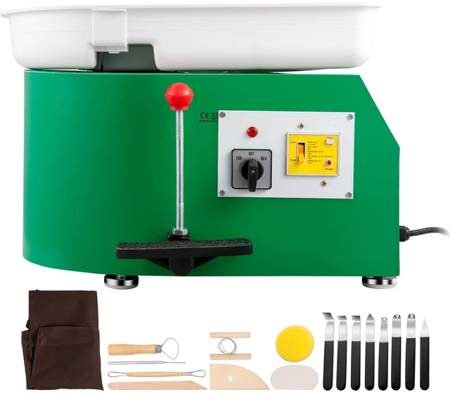 Alt view image 16 of 16 - Pottery Wheel 28cm Pottery Forming Machine 350W Electric Pottery Wheel with Adjustable Feet Lever Pedal DIY Clay Tool with Tray for Ceramic Work Clay Art DIY Clay Green, 18 Piece