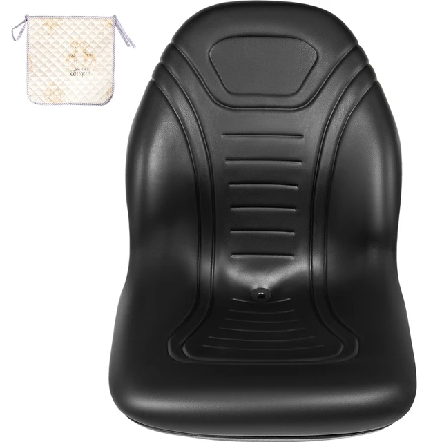 Alt view image 8 of 8 - Universal Lawn Tractor Seat Replacement, Compact High Back Mower Seat, Black Vinyl Forklift Seat, Central Drain Hole Skid Steer Seat with Mounting Bolt Patterns of 8\" x 11.5\" & 11.25\" x 11.5\