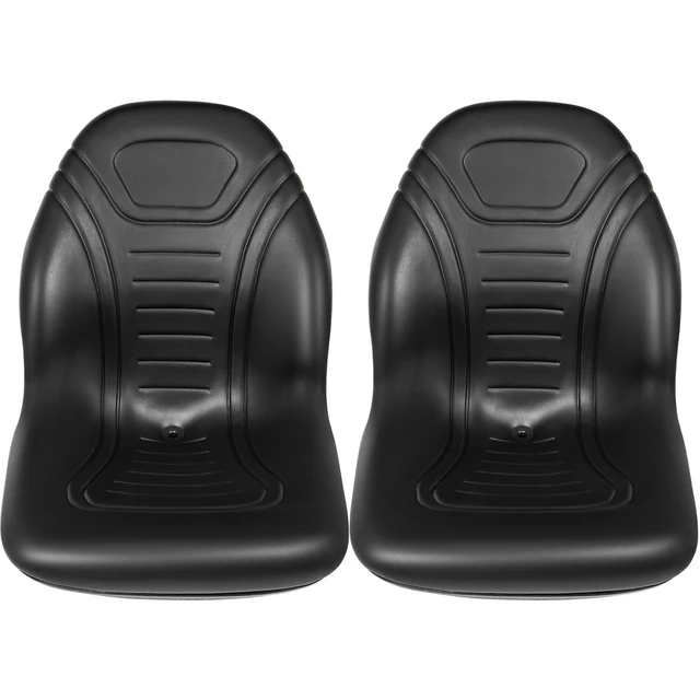 Alt view image 17 of 17 - Universal Tractor Seat Replacement 2 Pack, Compact High Back Mower Seat Pair, Black Vinyl Forklift Seat, Central Drain Hole Skid Steer Seat with Mounting Bolt Patterns