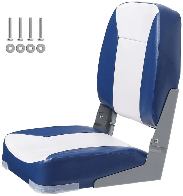 Alt view image 15 of 15 - Boat Seat, 18.9" Low Back Boat Seat, Folding Boat Chair with Thickened Sponge Padding and Hinge, Fold-Down Boat Captain Chair for Fishing Boat, Sightseeing Boat, Speedboat, Canoe, 1-Piece