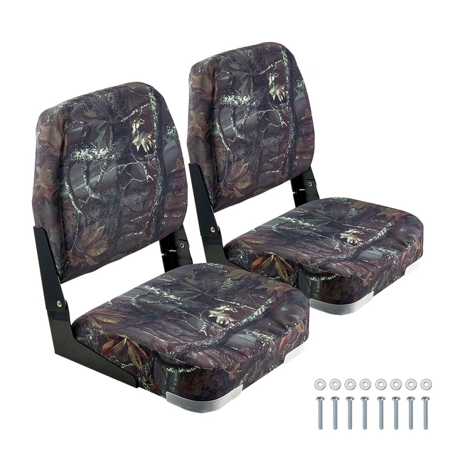 Alt view image 10 of 10 - Boat Seat, Low Backrest, Folding Fishing Boat Seat with Thickened Sponge Cushion & PU Polyester Fabric, Strong PP Frame, Flip Up Boat Seat for Boats, Yachts, Ships, Camouflage Color (2 Seats)