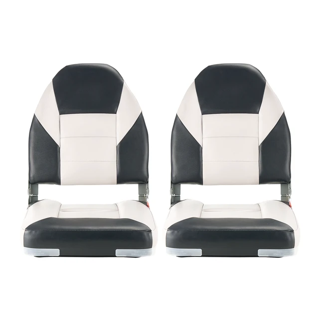 Alt view image 9 of 9 - Boat Seat, High Backrest, Folding Fishing Boat Seat with Thickened Sponge Cushion & Waterproof PVC Leather, Aluminum Alloy Hinges, Flip Up Boat Seat for Boats, Yachts, Ships, Black & Grey