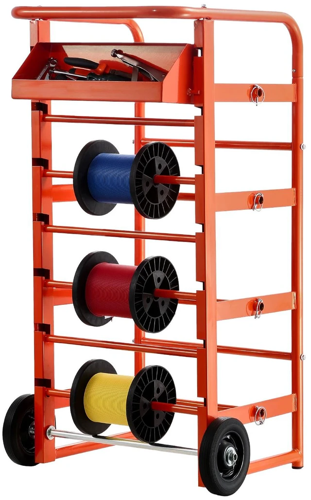 Alt view image 8 of 8 - Wire Spool Rack, 11 Rods, Multi-Spool Wire Rack Dispenser, Cable Caddy with Wheels, Cable Holder with Storage Tray for Wiring Storage, for Electrical, Industrial & Retail Use, Working Efficiency