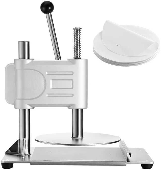 Alt view image 16 of 16 - Manual Pizza Dough Press Machine, 9.5 inch Pizza Pastry Press Plate, Stainless Steel Bread Presser, Commercial Chapati Sheet Crust Maker, Forming Machine with Handle and 100 Pcs Parchment Paper