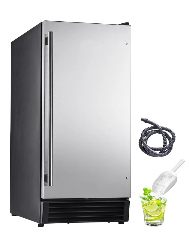 Alt view image 8 of 8 - Undercounter Built-in Ice Maker, 50 Lbs/Day Under Counter Ice Maker Machine with Drain Pump Reversible Door Stainless Steel, Freestanding Ice Maker for Commercial Home Kitchen