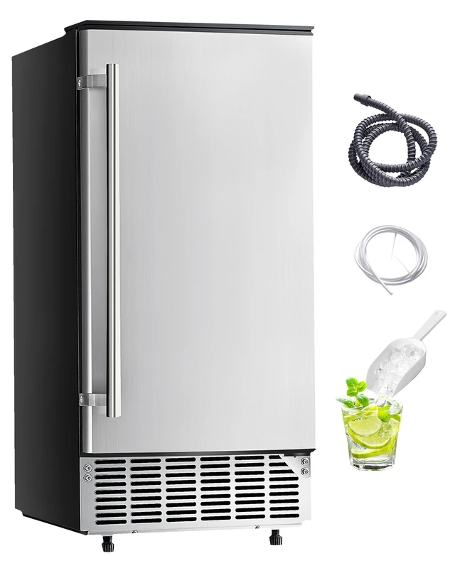 Alt view image 8 of 8 - Undercounter Built-in Ice Maker, 80 Lbs/Day Under Counter Ice Maker Machine with Reversible Door Stainless Steel, Freestanding Ice Maker for Commercial Home Kitchen, Electric Drainage