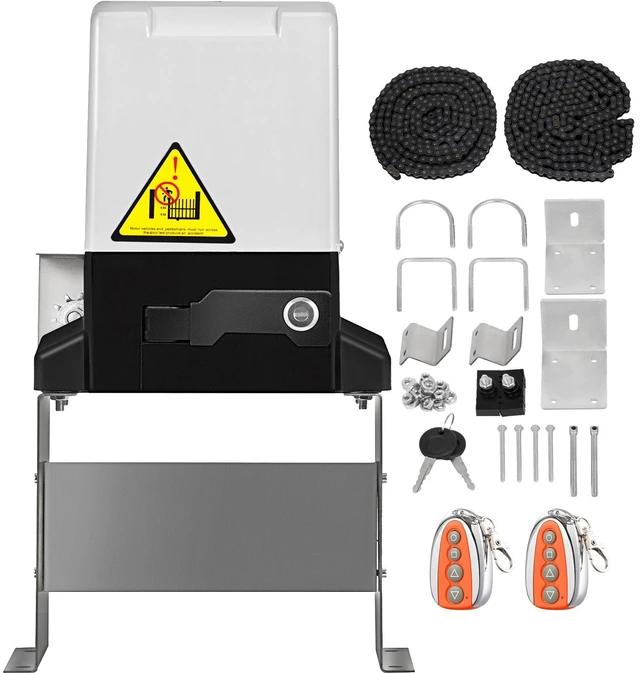 Alt view image 8 of 8 - Sliding Gate Opener, AC1400 3100LBS, with 2 Remote Controls, Gate Operator Hardware Kit for Security, Move Speed 43ft Per Min, Electric Rolling Driveway Slide Gate Motor