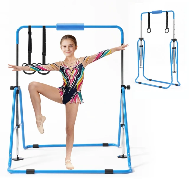 Alt view image 8 of 8 - VEVOR Gymnastic Bars for Kids, 140 lbs Capacity Folding Training Kip Bar, Adjustable Height Gymnastic Horizontal Bar for Home, Training Equipment for Indoor and Outdoor, Easy to Assemble, Blue