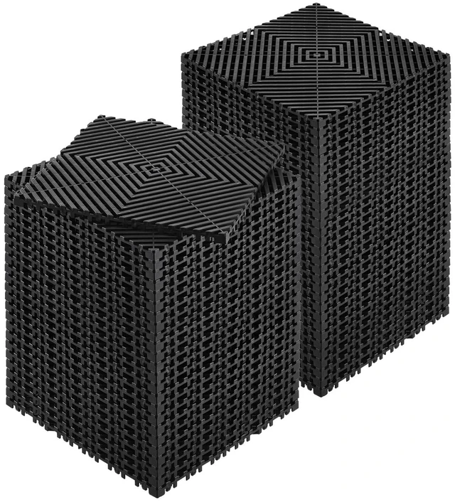 Alt view image 8 of 8 - Interlocking Drainage Mat, 12 x 12 Modular Interlocking Cushion, 55 Pcs Splicing Drainage Mats, Non-Slip Black PP Drainage Floor Tile and Shower Mat, for Garage, Garden, Kitchen & Outdoor