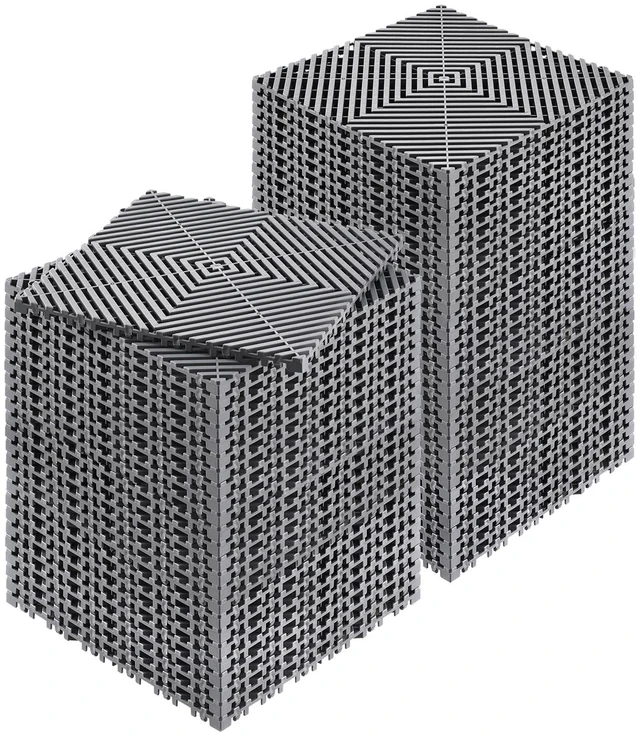 Alt view image 8 of 8 - Interlocking Drainage Mat, 12 x 12 Modular Interlocking Cushion, 55 Pcs Splicing Drainage Mats, Non-Slip Gray PP Drainage Floor Tile and Shower Mat, for Garage, Garden, Kitchen & Outdoor