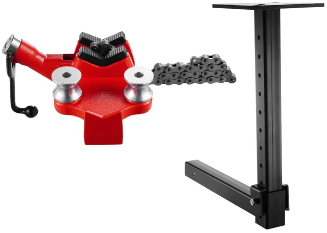 Alt view image 9 of 9 - Heavy-Duty Pipe Chain Vise, 1/8" - 5" Pipe Capacity, 26" Rugged Chain & Cast Iron Base, Hitch Mount Vise Plate Holder With Adjustable Height - Fits 2 inch x 2 inch Receiver