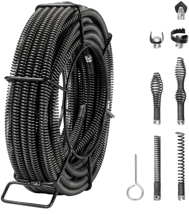 Alt view image 8 of 8 - Drain Cleaning Cable 66 FT x 5/8 Inch, Professional Sectional Drain Cleaner Cable with 7 Cutters for 0.8" to 3.9" Pipes, Hollow Core Sewer Drain Auger Cable for Sink, Floor Drain, Toilet