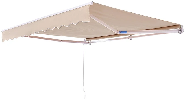 Alt view image 8 of 8 - Manual Retractable Awning, 10 x 8 ft Outdoor Patio Awning Retractable Sun Shade, Water-Resistant Polyester Patio Door Window Awning Sunshade Shelter with Crank Handle for Backyard, Balcony