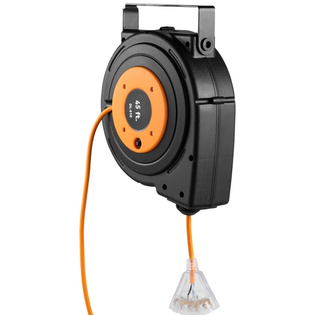 Alt view image 16 of 16 - Retractable Extension Reel, Heavy Duty 12AWG/3C SJTOW Power Cord 45 FT 12AWG, Black Tested toStandards