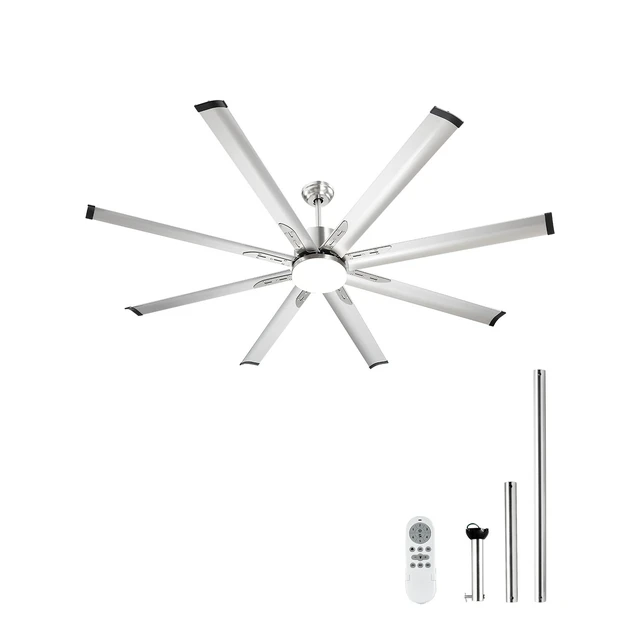 Alt view image 8 of 8 - VEVOR 72 In Reversible Ceiling Fan with Light 6-Speed Remote Control Brushed Nickel